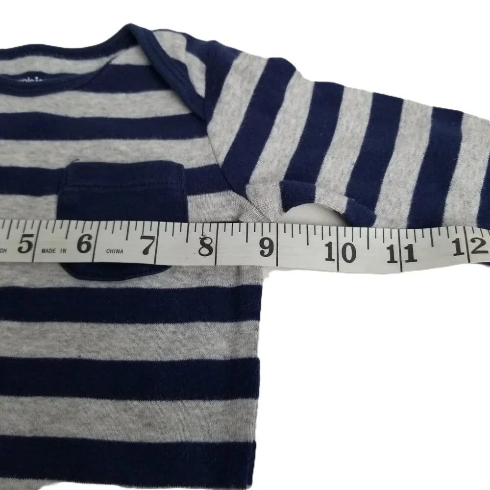 Simple Joys Carters Bodysuit 18M Navy Gray Striped Long Sleeve Cotton Baby